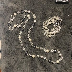 Rare Cookie Lee Gray Pearl Necklace & Bracelet Set